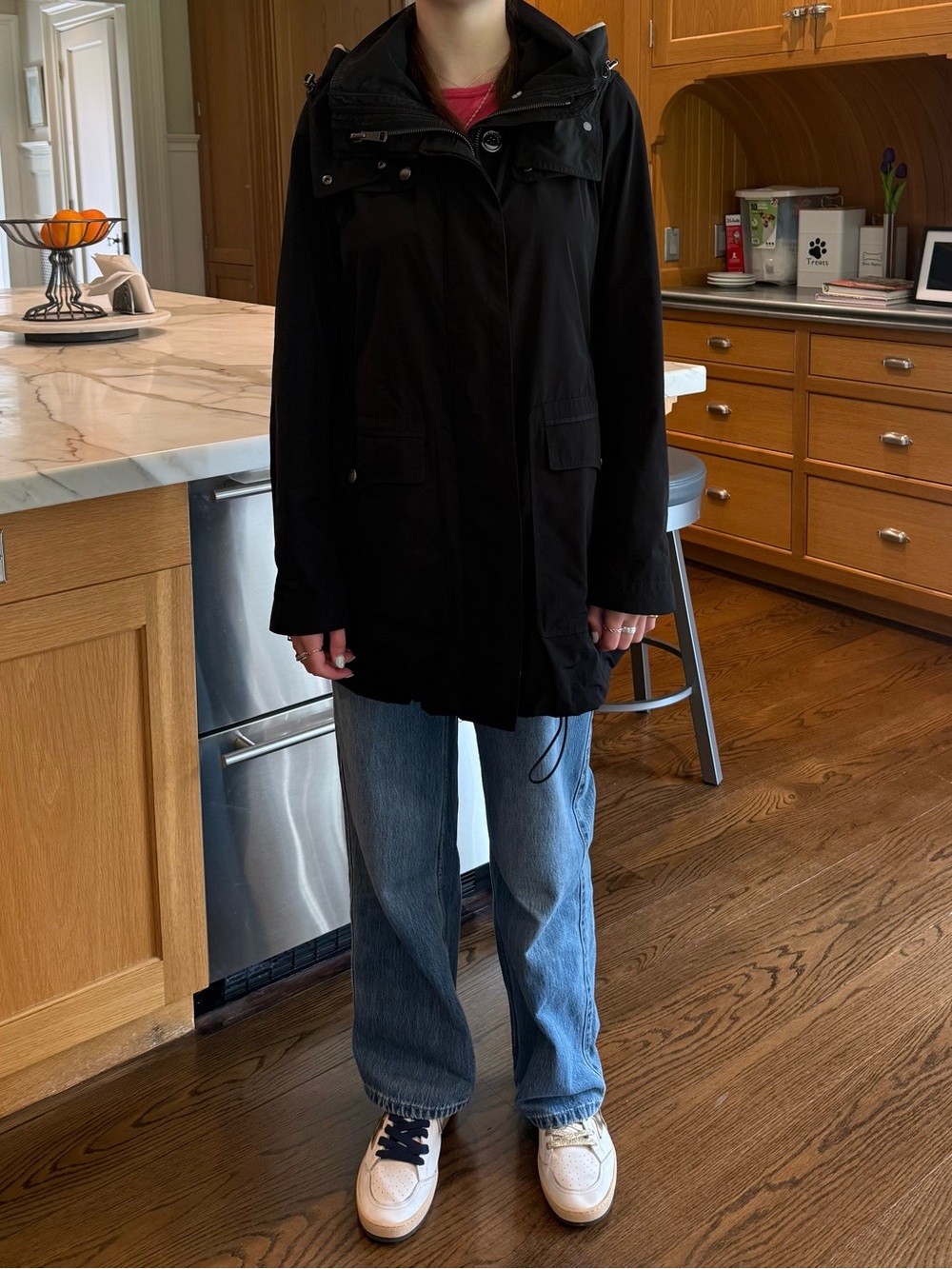Burberry Black Hooded Raincoat with Signature Check Trim - Picture 7 of 13